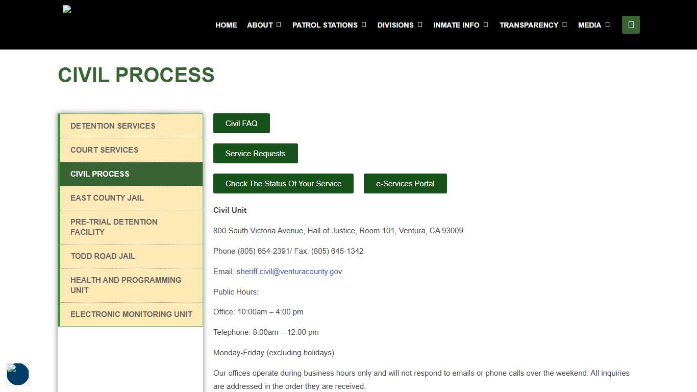 Civil Process – Ventura Sheriff Official Website